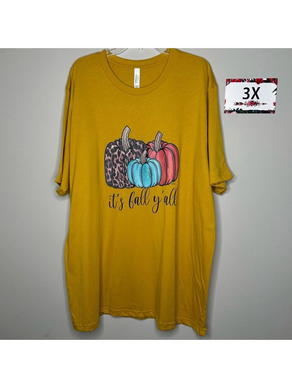 “It’s Fall Y’all” 3X mustard yellow tee shirt L&B Life